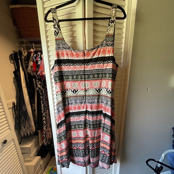 BOGO Loft Geometric Black, Orange & Olive Green A-Line Dress Size 18 - Picture 6 of 6